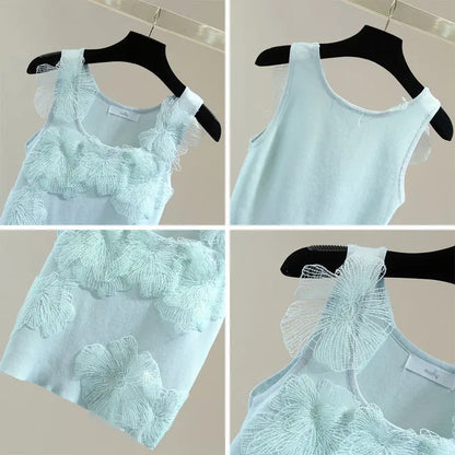 Sexy Crop Tops Women Heavy Embroidery Floral Tank 2025 Ropa Mujer Lace Butterfly Backless Tunic Vest Korean Summer Camis