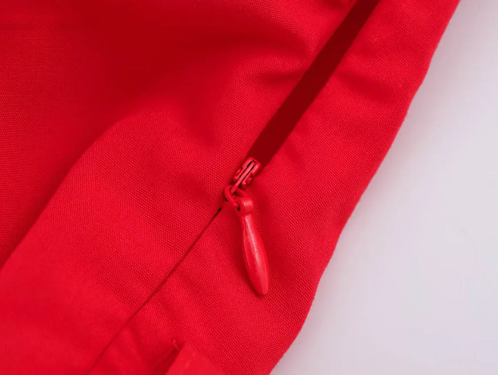 Women's Dresses New Spring 2025 Red Dress Elegant and Romantic Passionate and Unrestrained Belt Embellishment