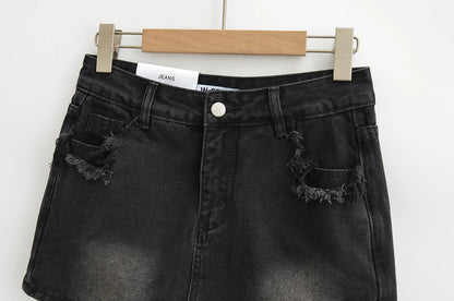Mini skirts for women high waisted denim skirt black distressed jeans skirts womens 2024 Summer clothes blue jean skirts ripped