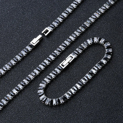 Tennis Necklaces Set for Women Girls,Hip Hop Black White Square Zircon Collars, Chic Jewelry Set Gifts to Mom Wife GF