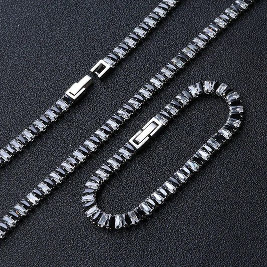 Tennis Necklaces Set for Women Girls,Hip Hop Black White Square Zircon Collars, Chic Jewelry Set Gifts to Mom Wife GF