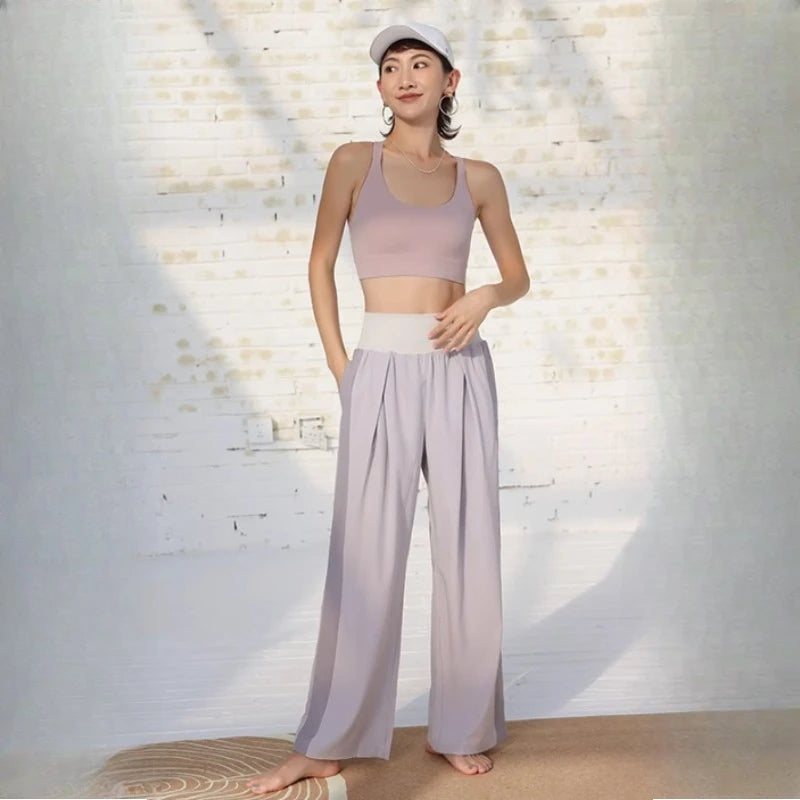 Yoga Pants Women's Loose Running Casual Pants Spring Summer Breathable Wide Leg Flare Outer Wear Sweatpants