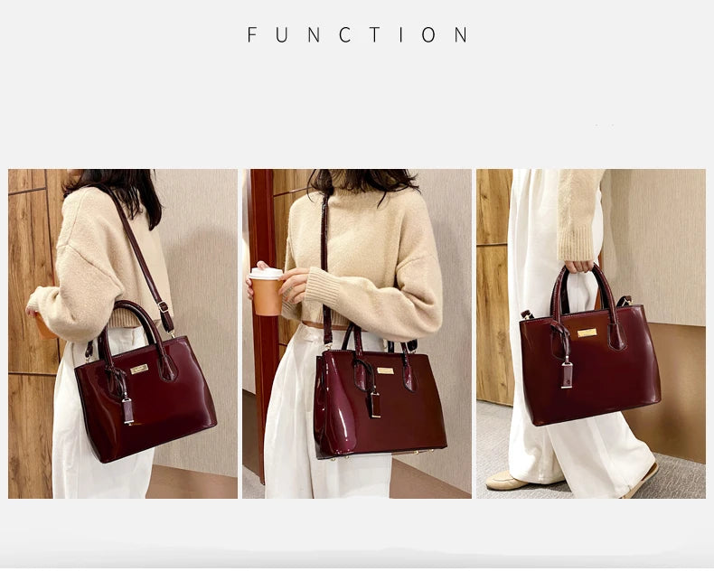 Women Handbags High Quality Patent Leather Women's Bag Fashion Shoulder bag Luxury Tote bag+card package Designer Messenger Bags