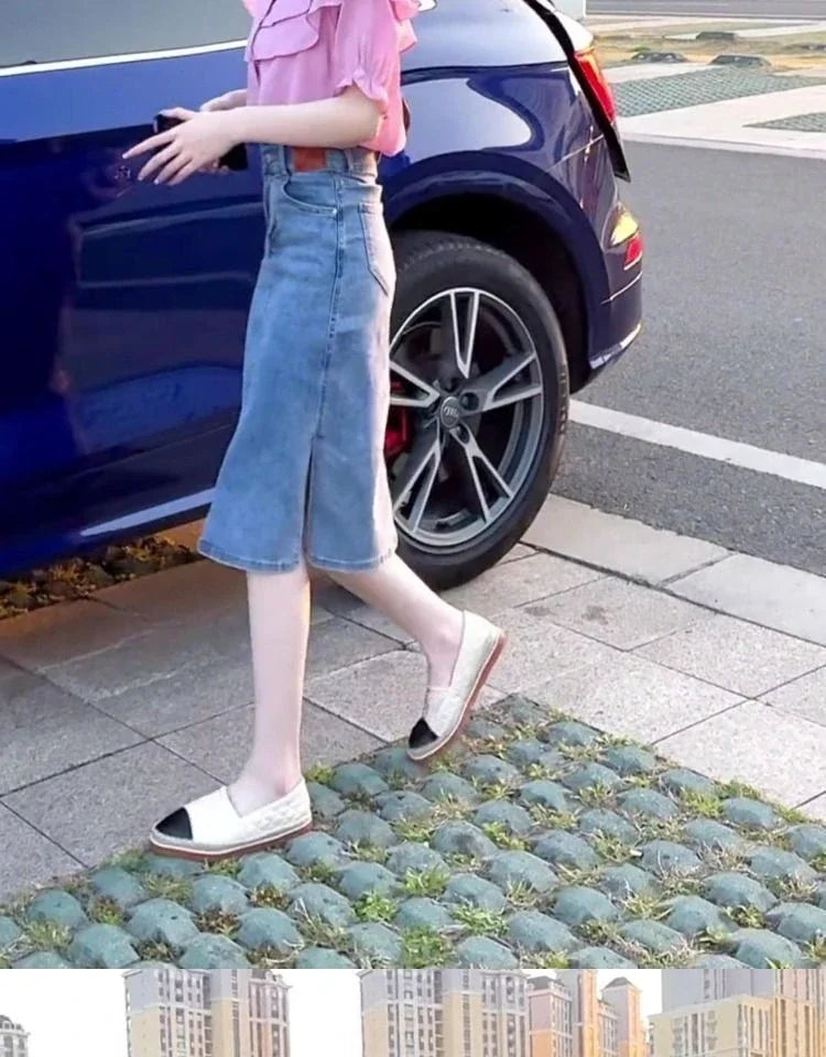 Jeans Skirts for Women New In Midi Woman Denim Skirt Vintage Korean Style Clothing Trend 2024 Stylish Harajuku Cheap Fashion V