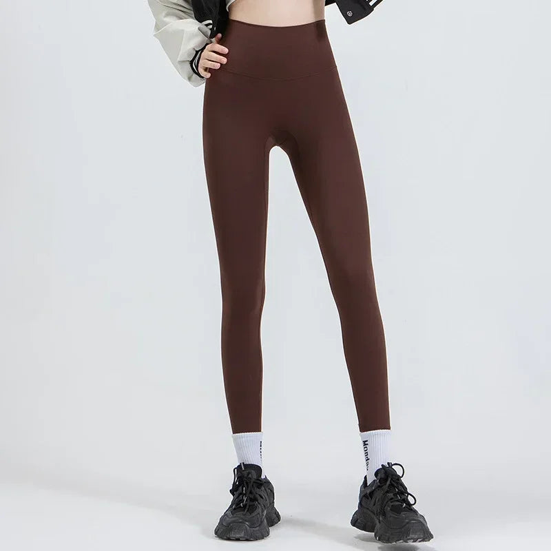 High Waisted Nude Feeling No Embarrassment Line Yoga Pants Women Stretch Firming Lift Hip Sports Fitness Bottom Pants