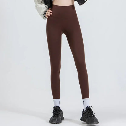 High Waisted Nude Feeling No Embarrassment Line Yoga Pants Women Stretch Firming Lift Hip Sports Fitness Bottom Pants