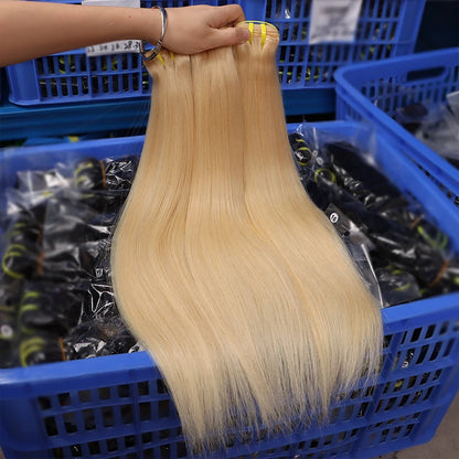 #613 Blonde Body Wave/Straight Hair Bundles Double Drawn Raw Vietnamese Hair Bundles Weave Honey Blonde 100% Human Hair Full