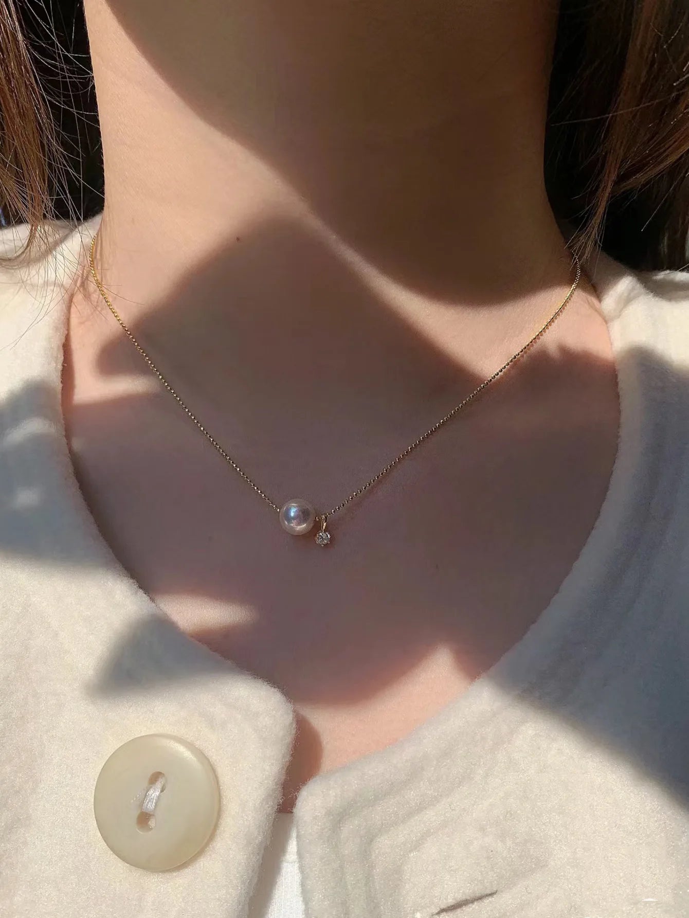 Red S925 pure silver pearl necklace for women, light luxury, fashionable, niche design, daily commuting, wearing, party