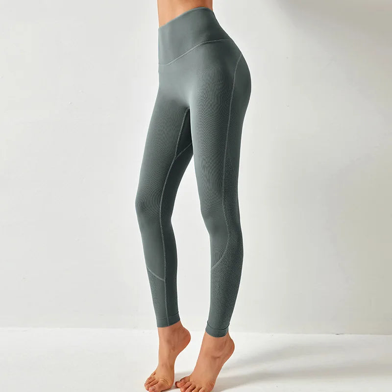 Women High Waist Yoga Pants Leggings with Back Pocket Running Cycling Breathable Sports Leggings Fitness Workout Gym Clothing