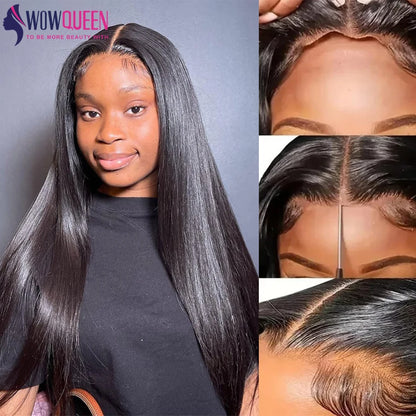 6x4 Glueless Wig Human Hair Ready To Wear Straight Human Hair Wigs Preplucked 32 Inch Pre Cut Lace 4x4 Transparent Closure Wig
