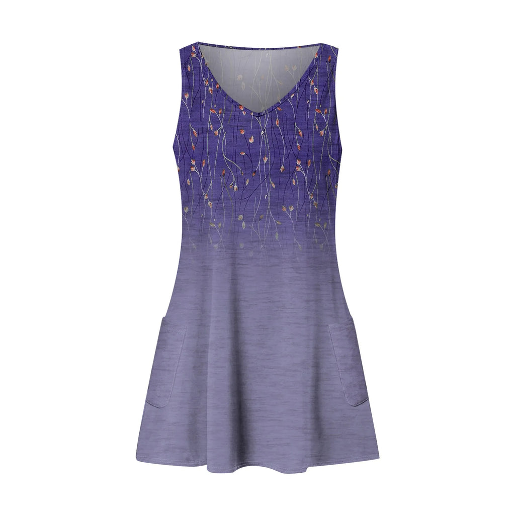 Dresses For Women 2024 Fashion Women'S Casual Print Summer Bohemian Beach Dress With Pockets V Neck Tank Dress Formal Dresses
