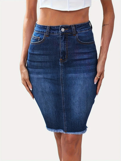 Women's Casual Jean Skirt High Waist Stretch Denim Skirts