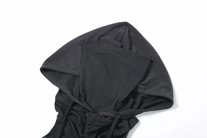 Streetwear Tank Top For Women Clothing Sexy Short Crossover Design Y2k Accessories Mouthpieces Sleeveless Hooded Ropa De Mujer