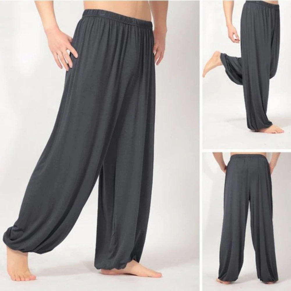 Yoga Pants Men\'s Casual Solid Color Baggy Trousers Belly Dance  Harem  Slacks sweatpants Trendy Loose  Clothing