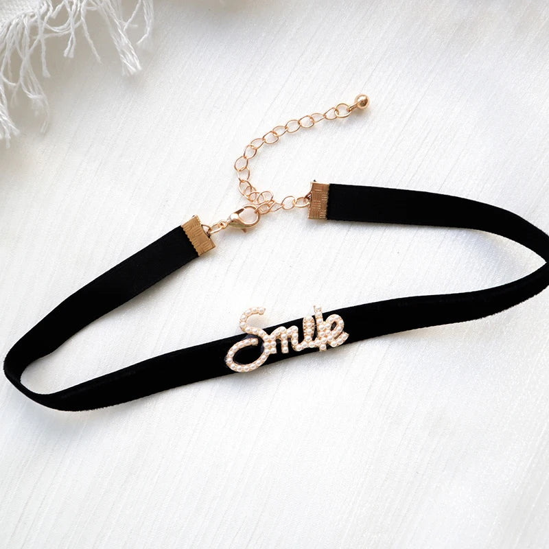 Black Choker Necklace For Women Elegant Lace Velvet Stretch Chain Gothic Flower Short Clavicle Neck Cord Aesthetic Jewelry Gift