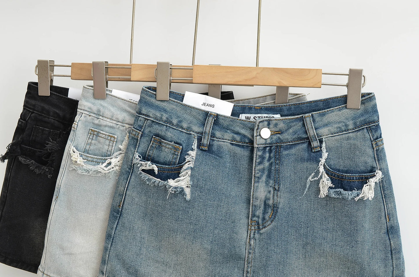 Mini skirts for women high waisted denim skirt black distressed jeans skirts womens 2024 Summer clothes blue jean skirts ripped