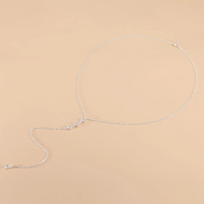 Women Long Necklace Body Sexy Chain Bare Back Gold Silver Crystal Rhinestone Pendant Chain Necklace Backdrop Beach Body Jewelry