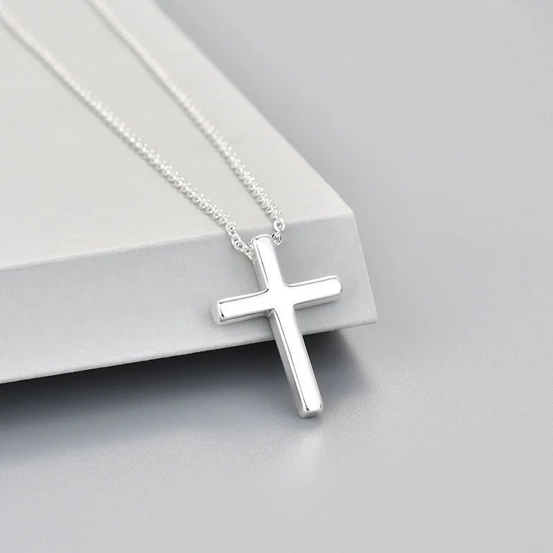 925 Sterling Silver Necklace For Women Adjustable Simple Cross Shape Necklace O-Chain Choker Necklaces Birthday Gift Chocker