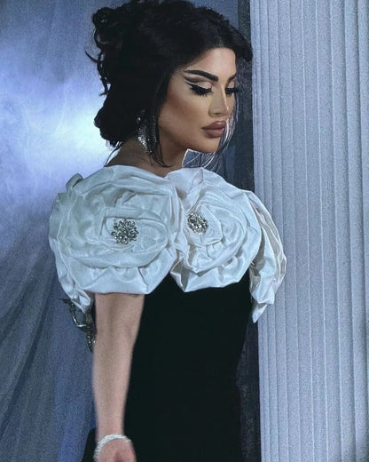 Women Banade Dresses Sexy Big Flowers Off the Shoulder Long Dress Celebrate Evening Party Dress Birthday Party Wedding Outfit