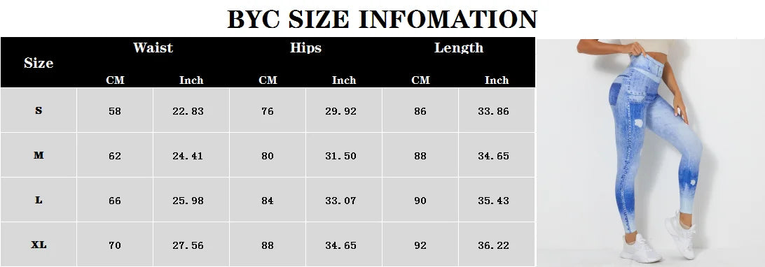 Push Up Yoga Pants Women Fitness Leggings Imitation Jeans Patchwrok Scrunch Tights High Waist Leggings Gym Workout Sport Leggins