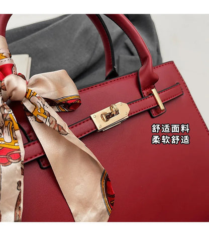 2025 New! Women's Red Tote Bag - Light Luxury, Large Capacity, Elegant Design, Versatile for Work & Party, Premium PU Leather