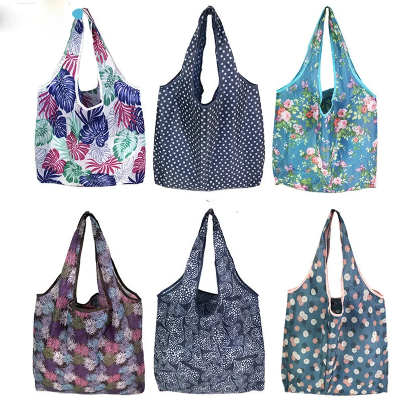 Reusable Shopping Bags Foldable Large Size Women Shopping Bags Totes Heavy Duty Washable Cloth Grocery Bags Eco-Friendly Bags