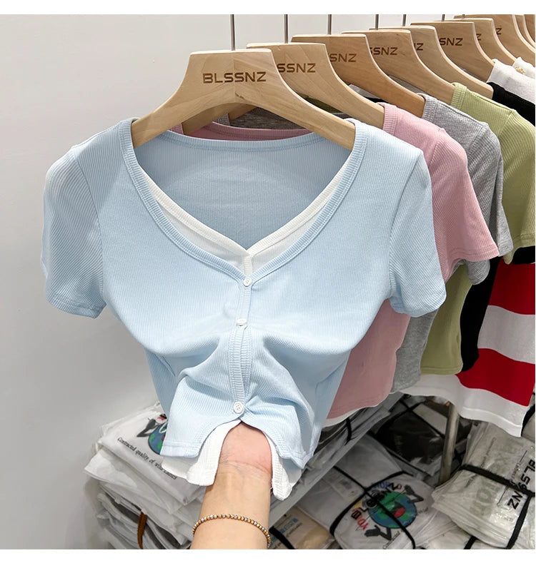 Summer Women T Shirt T-Shirt Woman Clothes Tops Tshirt Female Crop Top Tees Y2k Para Mujer Ropa De Mujer Roupas Feminina Traf