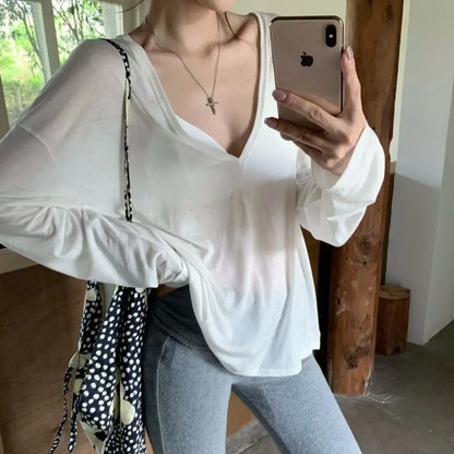 Tops Woman Korean Fashion With Sleeves Plain Long Sleeve T Shirt for Women Clothing Female Sale Cheap Clothes Y2k Korea Style