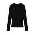 Women's Tops New Fall 2025 Solid Color Long Sleeve Lapel Slim Knit Top Sexy V-Neck Design Casual Fashion Personality Versatile