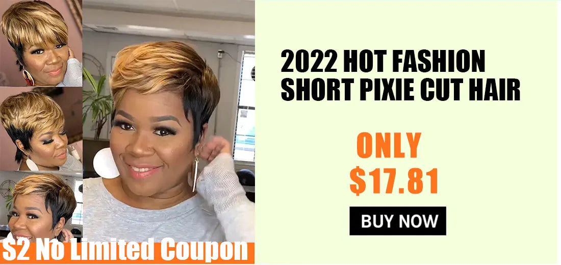 WIGERA  Highlight Synthetic Wigs Short Straight  Pixie Cut Hair Bob Wig Honey Gold Mix Black  Hair For Woman