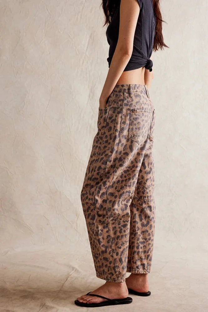 Cotton Denim Long Jeans For Women Trousers Casual  High Waisted Jeans Cropped Pants For Spring Summer Boho Beach Baggy Jeans