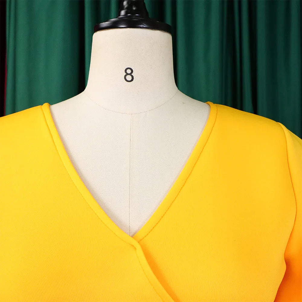 Dress Women Sexy Dresses White Round Neck Flare Sleeve Party Sheath Pleated High Waist Work Elegant Bodycon Mid Length Vestidos