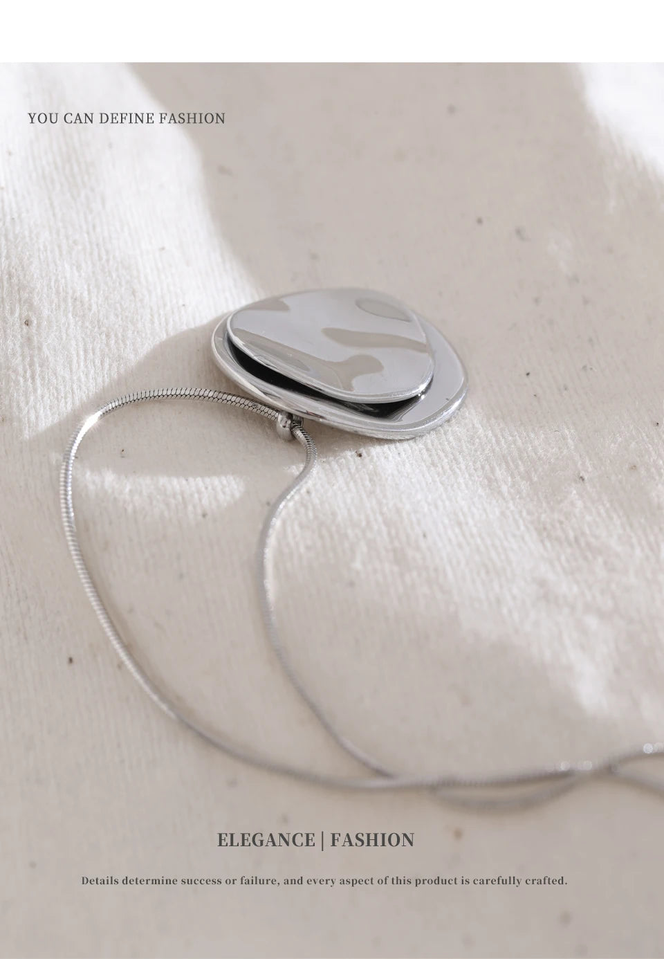 NiNice Necklaces for Women 316L Stainless Steel Original Double Circle Overlay Pendant Personalized Sweater Chain Fashionable