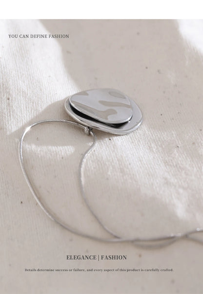 NiNice Necklaces for Women 316L Stainless Steel Original Double Circle Overlay Pendant Personalized Sweater Chain Fashionable