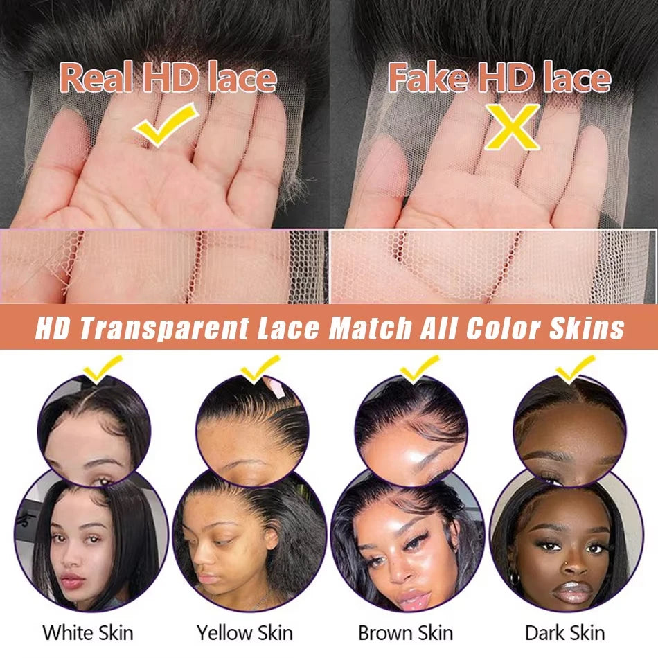 250Densit 13x6 Bone Straight HD Transparent Lace Human Hair Wigs Brazilian 13x4 360 Full Lace Front Wig Human Hair Wig For Women