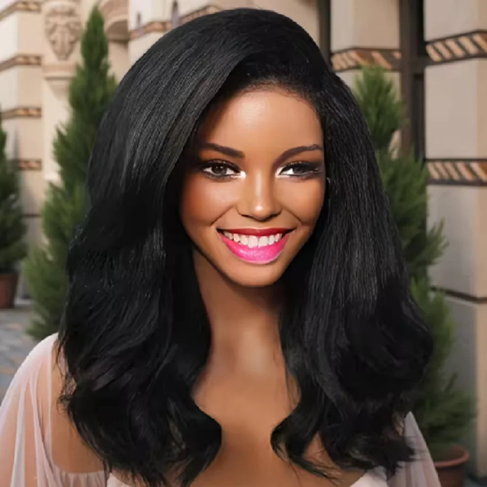 Glueless 26Inch 180%Density Black Kinky Curly 13*4*1 Lace Front Wigs For Women With Baby Hair Synthetic Fiber Daily Wear Wigs