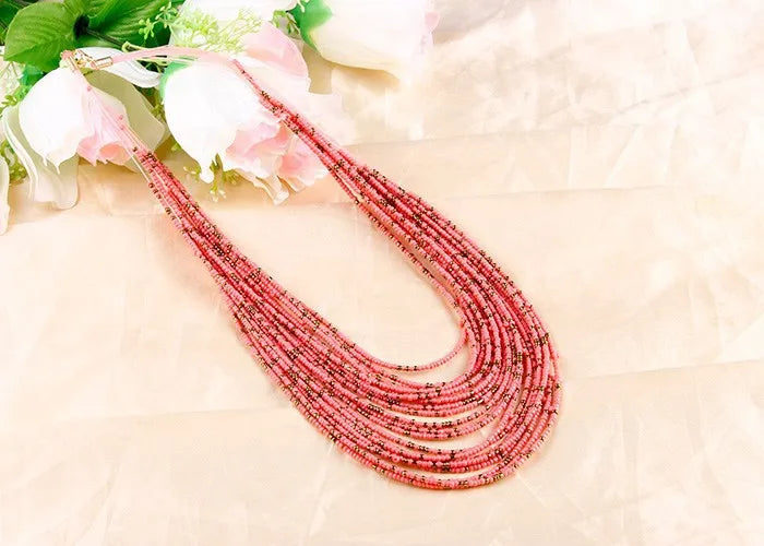 Statement Necklace for Women Collier Femme 2023 Fashion Boho Beads Multi-layer Choker Necklaces & Pendants Bijoux Collares