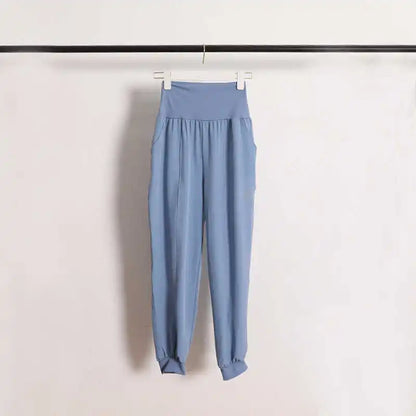 Women's mid-rise yoga pants with no awkward lines, slim-fit, hip-lifting, running with pockets, fitness long pants, elastic quic