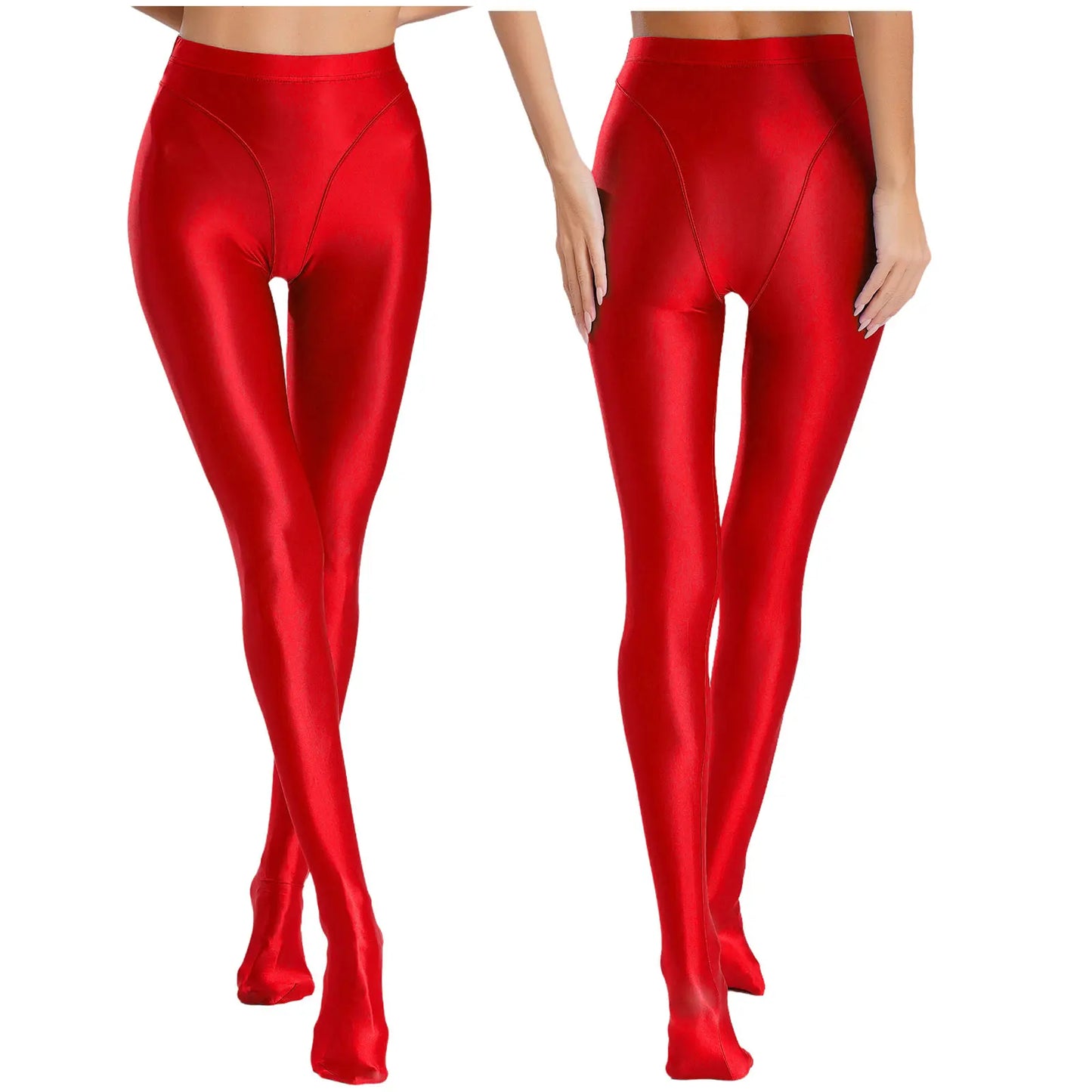 Womens Gymnastic Yoga Pants Leggings High Waist Stretchy Glossy Pantyhose Silky Skinny Pantyhose Role Play Nightclub Wear