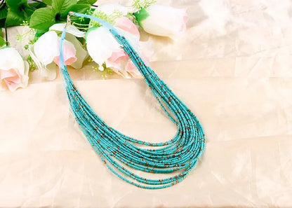 Statement Necklace for Women Collier Femme 2023 Fashion Boho Beads Multi-layer Choker Necklaces & Pendants Bijoux Collares