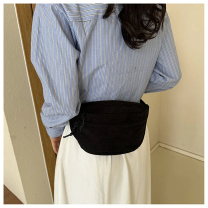 Women Waist Bag Fashion New Student Shoulder Crossbody Bag Corduroy Niche Chest Bag Banana Belt Bags Ladies Handbag