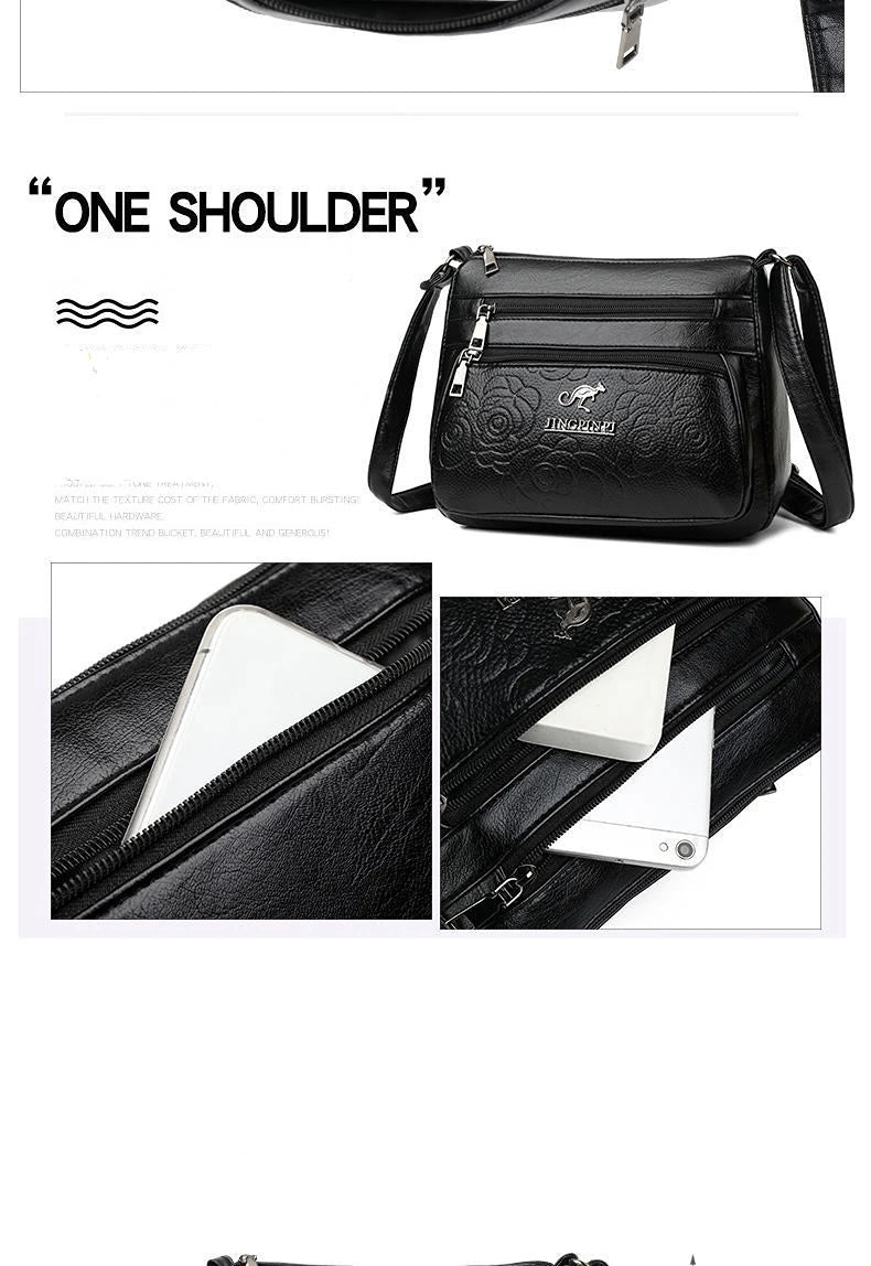 Women Mother Bag Middle-aged Elderly Shoulder Messenger Crossbody Bag Purses Handbags Bolsa 3 Zippers Luxury Design