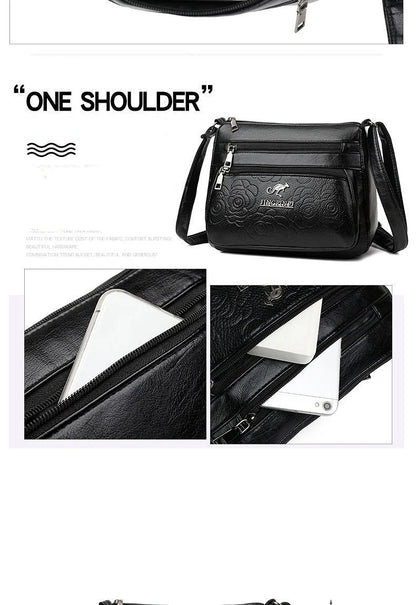 Women Mother Bag Middle-aged Elderly Shoulder Messenger Crossbody Bag Purses Handbags Bolsa 3 Zippers Luxury Design