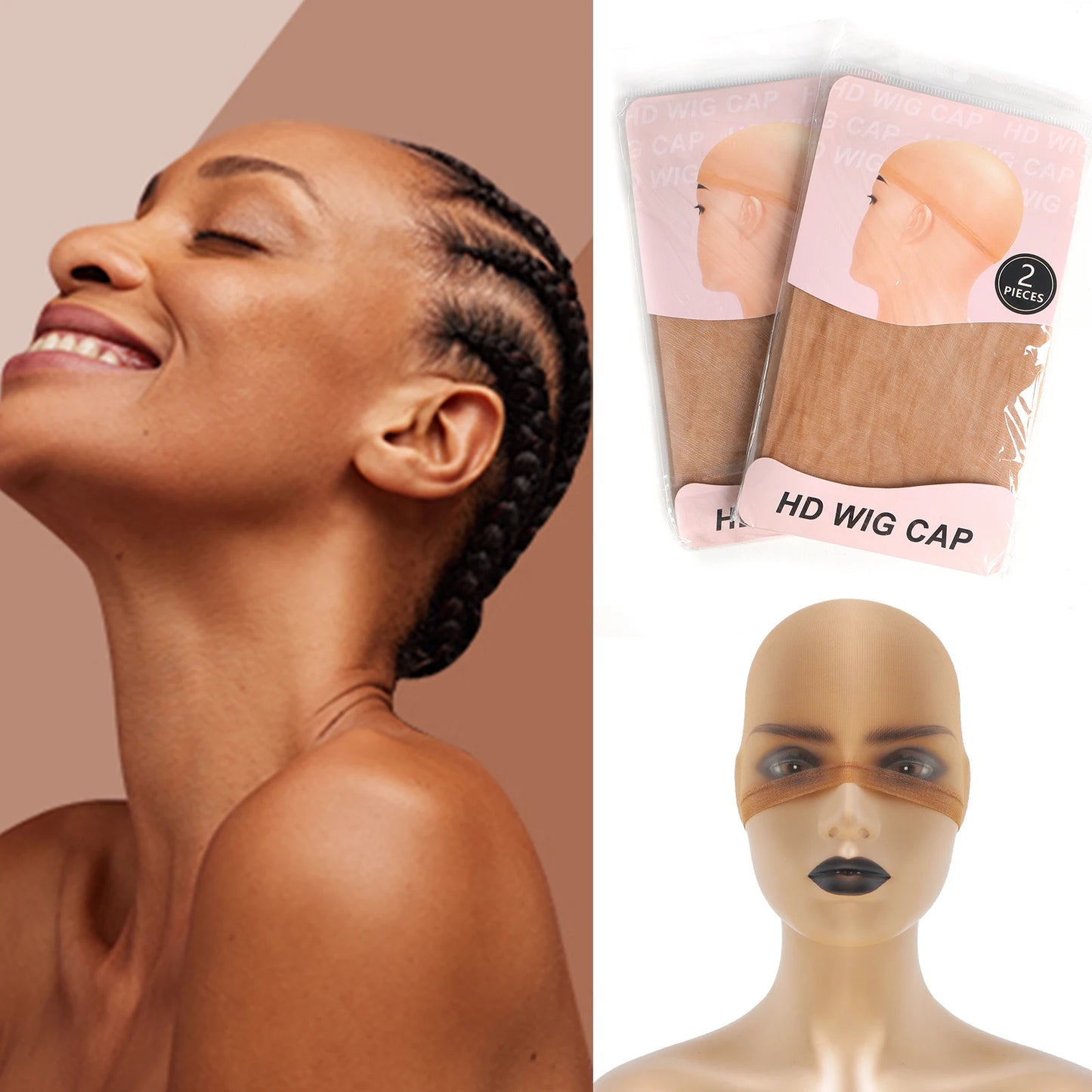 Wig Cap with Grip Band for Keeping Wigs in Place, More Full Cap-wide Transparent Lace for Lace Front Wigs