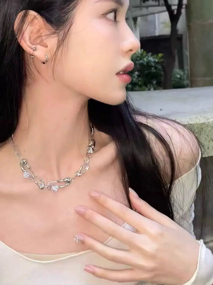 Japanese and Korean Fashion Necklace Women's Luxury Design Stitching Chain Necklaces