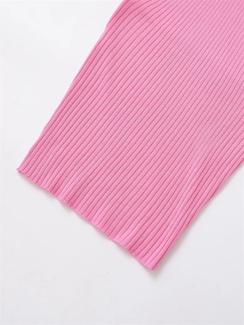 2025 Women's New Tops Summer Pink Halterneck Knitted Sleeveless Top Bow Trim Sexy Open Back Personality Fashion
