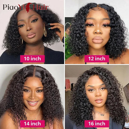 Glueless Wig Human Hair Water Wave Bob Wig Human Hair 14Inch Ready to Wear Curly Wave Wigs 200% Density 4X4 Lace Bob Top Quality