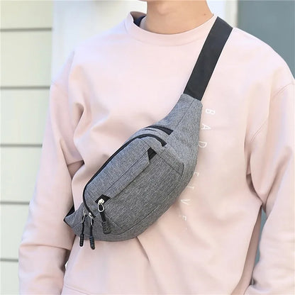 Men's and Women's Universal Models Waist Bag Fashion Crossbody Bags Sports Cell Phone Bags Solid Color Large Capacity Chest Bag