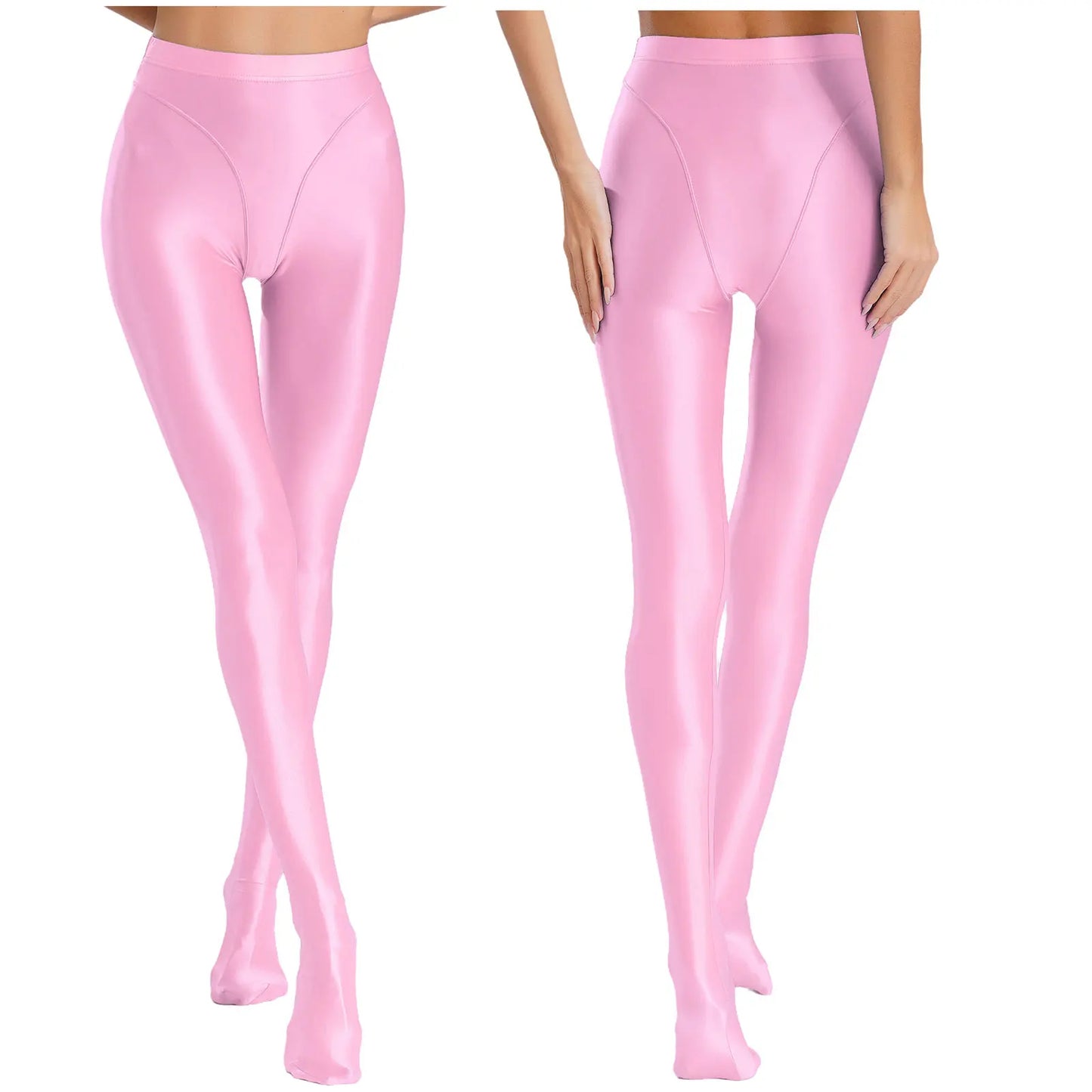 Womens Gymnastic Yoga Pants Leggings High Waist Stretchy Glossy Pantyhose Silky Skinny Pantyhose Role Play Nightclub Wear