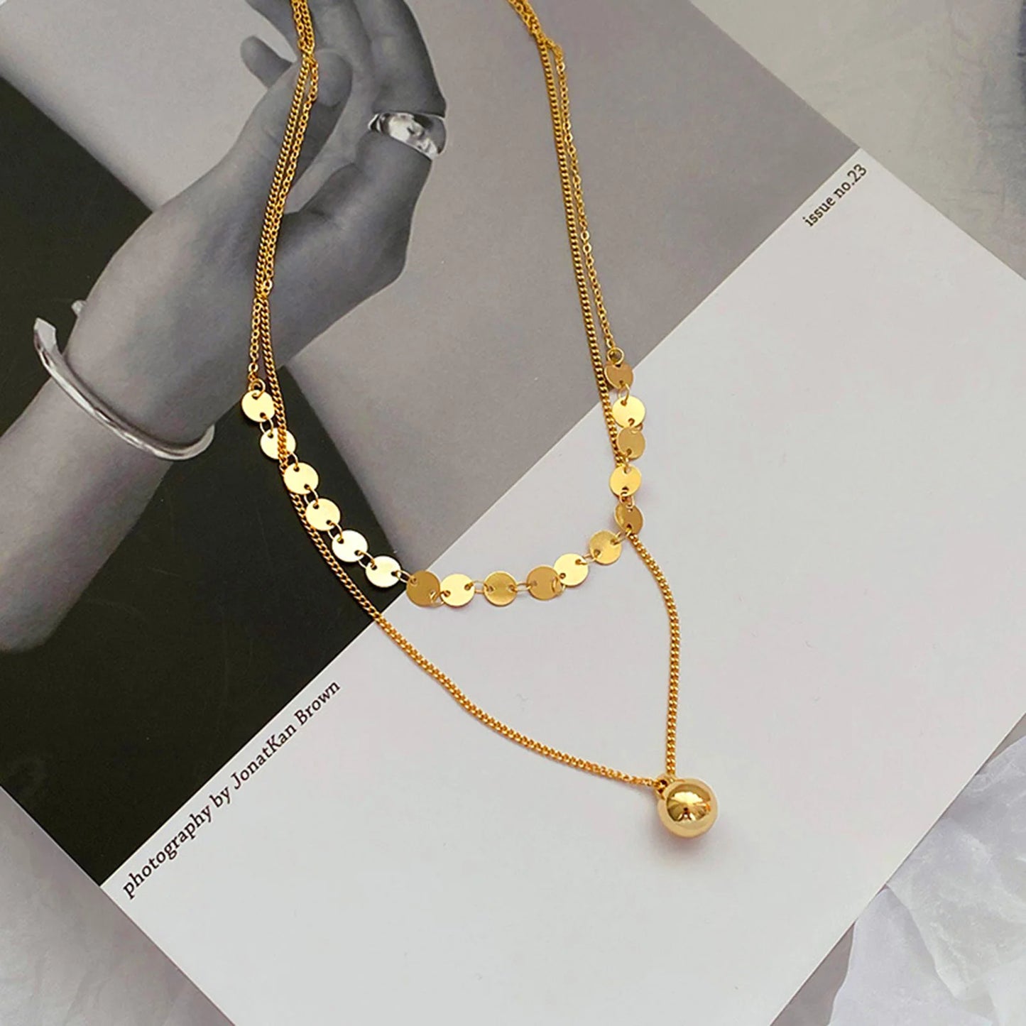 Layered Necklaces for Women Trendy, Bohe Ball Pendant,Chain Choker Necklaces, Non Tarnish Jewelry Gifts